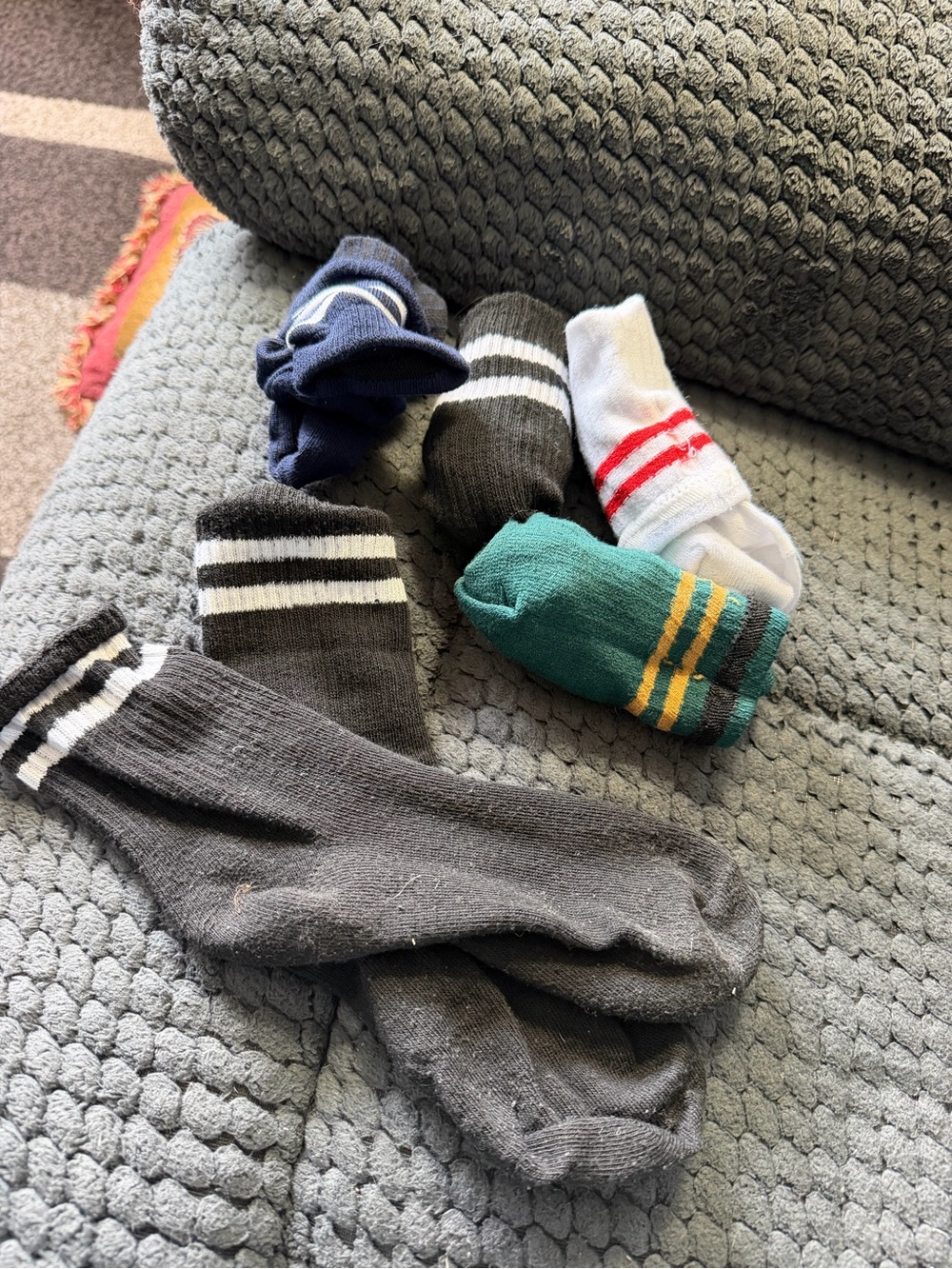 Assorted Athletic Crew Socks - black, Navy, White, green